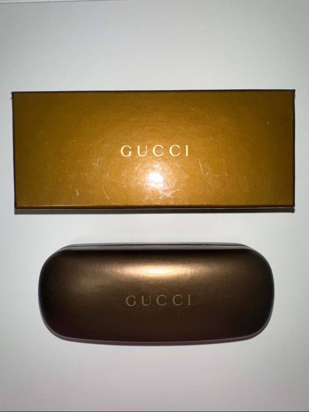 Gucci Bronze Metallic Sunglasses Case with Matching Box